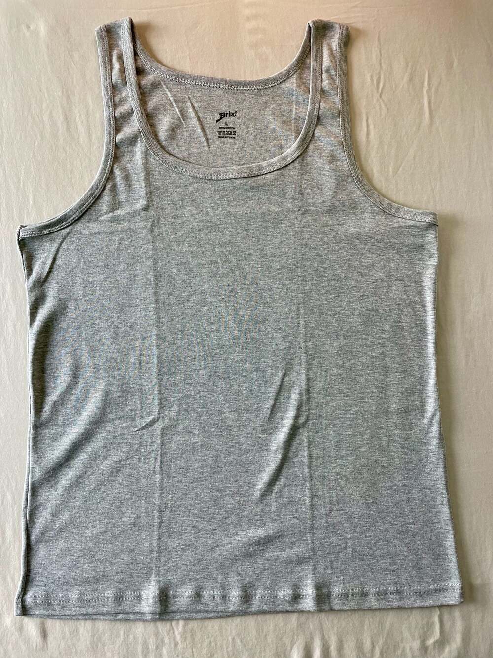 Brix Men's Gray  100% Cotton Tank Top Size L